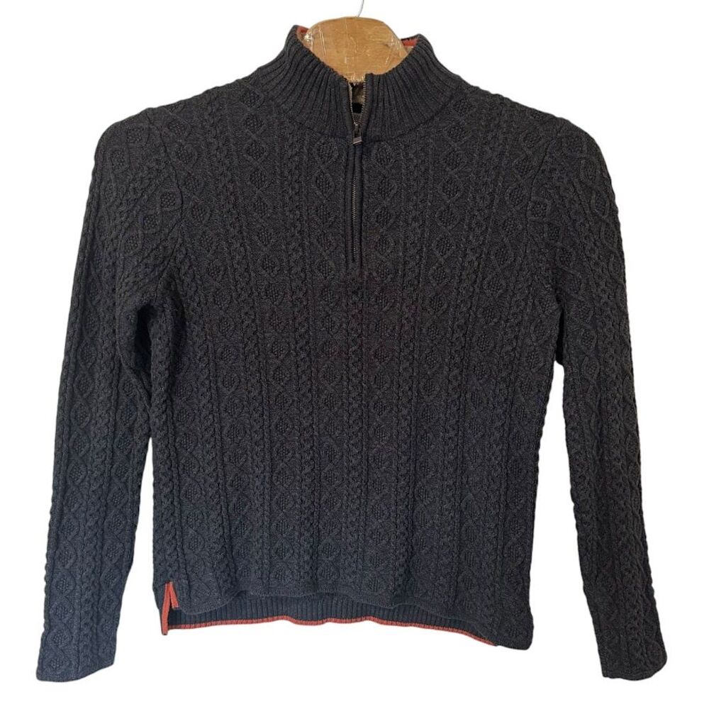 Carbon 2 Cobalt Dark Gray Cable Knit 1/4 Zip Pullover Sweater Mens M